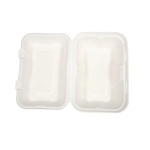 Boîtes Repas en Bagasse avec Couvercle À Charnière - L 228mm - Lot de 200 - Vegware