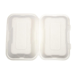 Mahlzeitboxen aus Bagasse mit Scharnierdeckel - L 228mm - Packung mit 200 - Vegware