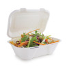 Mahlzeitboxen aus Bagasse mit Scharnierdeckel - L 228mm - Packung mit 200 - Vegware