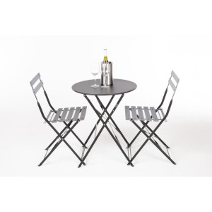 Chaises De Terrasse En Acier - Noires - Lot De 2 - Bolero - Fourniresto