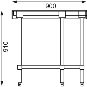 Ecktisch aus Edelstahl-L 900 x 700mm - Vogue