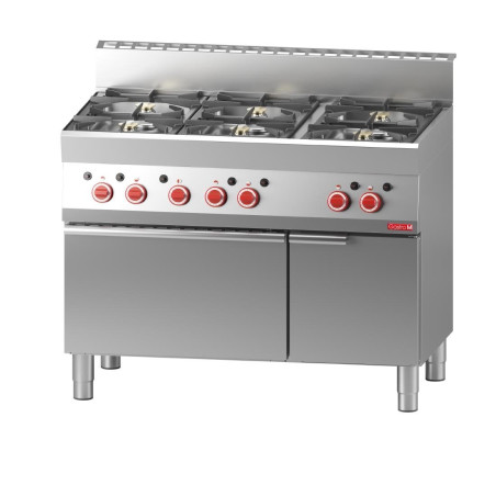 Six-burner stove with gas oven and closed cupboard 650 - Gastro M