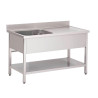 Edelstahlspüle mit unterem Regal 1 Becken links-L 1600 x T 700mm - Gastro M
