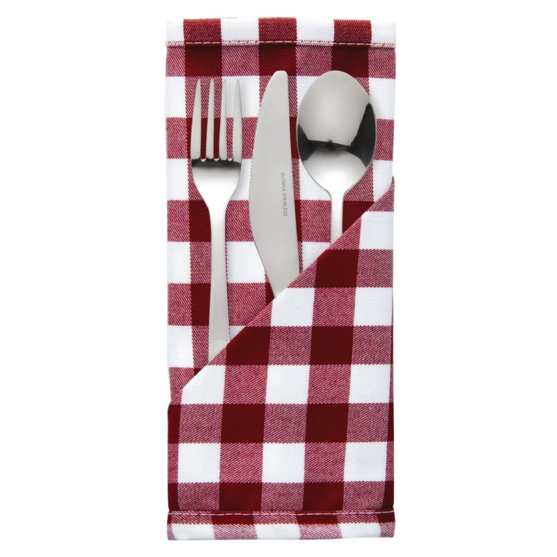 Red checkered polyester napkins - Set of 10 - Mitre Essentials - Fourniresto