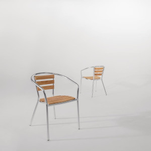 Wood and Aluminum Chairs - Set of 4 - Bolero - Fourniresto