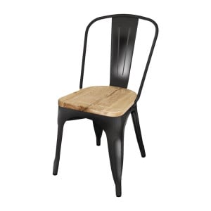 Schwarzer Stahlstuhl mit Holzsitz - 4er-Set - Bolero