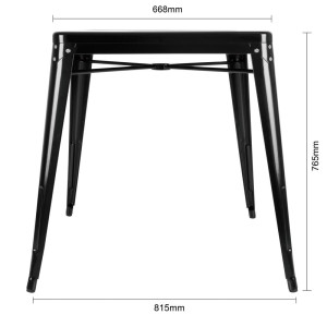 Square Black Steel Bistro Table - W 668 x D 668 mm - Bolero