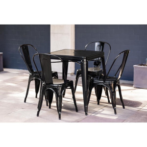 Square Black Steel Bistro Table - W 668 x D 668 mm - Bolero