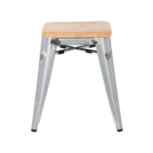 Niedrige Bistrohocker aus Stahl mit Holzsitz - 4er-Set - Bolero