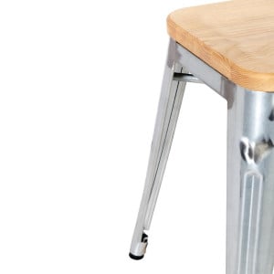 Niedrige Bistrohocker aus Stahl mit Holzsitz - 4er-Set - Bolero