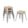 Niedrige Bistrohocker aus Stahl mit Holzsitz - 4er-Set - Bolero