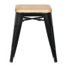 Niedrige Bistrohocker aus schwarzem Stahl mit Holzsitz - 4er-Set - Bolero
