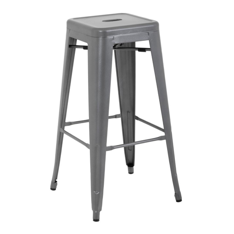 Hocker aus galvanisiertem Stahl in Metallic-Grau - 4er-Set - Bolero Hocker aus galvanisiertem Stahl in Metallic-Grau - 4er-Set - Bolero