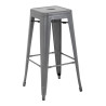 Hocker aus galvanisiertem Stahl in Metallic-Grau - 4er-Set - Bolero