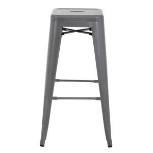 Hocker aus galvanisiertem Stahl in Metallic-Grau - 4er-Set - Bolero