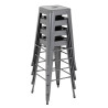 High Galvanized Steel Metallic Grey Stools - Set of 4 - Bolero