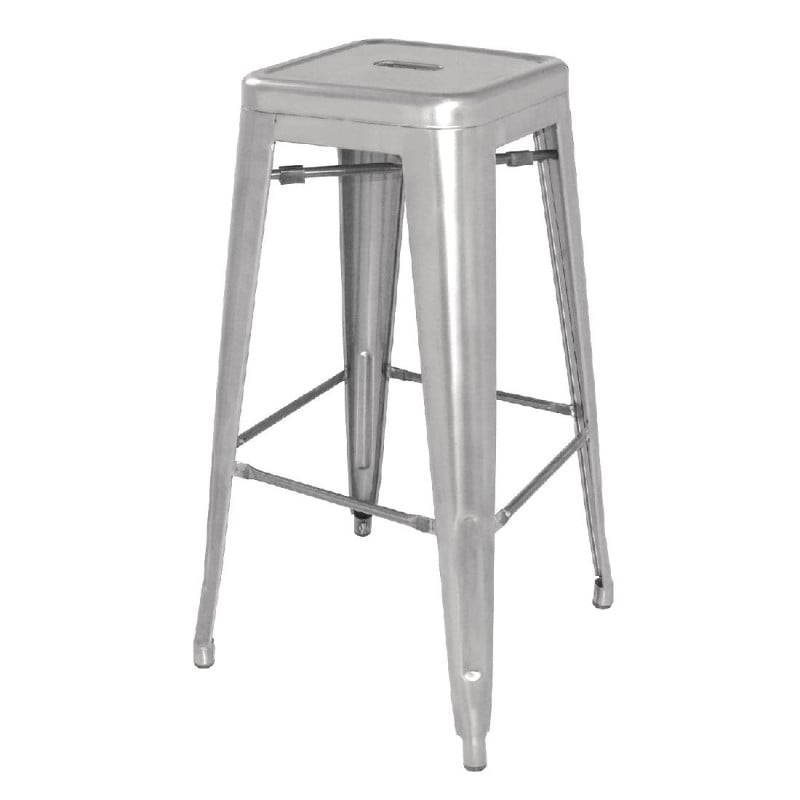 High Stools in Silver Grey Galvanized Steel - Set of 4 - Bolero High Stools in Silver Grey Galvanized Steel - Set of 4 - Bolero