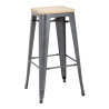 Hoher Bistrohocker aus grauem Stahl mit Holzsitz - 4er-Set - Bolero