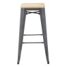 Hoher Bistrohocker aus grauem Stahl mit Holzsitz - 4er-Set - Bolero