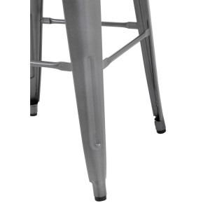 Hoher Bistrohocker aus grauem Stahl mit Holzsitz - 4er-Set - Bolero
