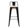 Hohe Hocker mit Rückenlehne und Sitz aus Holz – Schwarz - 4er-Set - Bolero