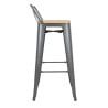Hohe Hocker mit Rückenlehne und Sitz aus Holz - Metallisches Grau - 4er-Set - Bolero
