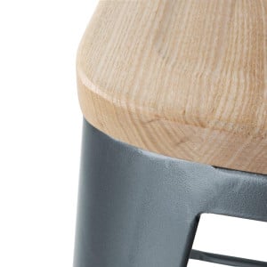 Hohe Hocker mit Rückenlehne und Sitz aus Holz - Metallisches Grau - 4er-Set - Bolero