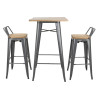 Hohe Hocker mit Rückenlehne und Sitz aus Holz - Metallisches Grau - 4er-Set - Bolero