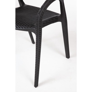 Fauteuils Enveloppants Rotin PP Noirs - Lot 4 Bolero Restauration et Hôtellerie