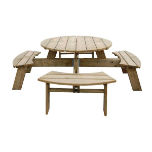 Round Wooden Picnic Table 2000mm Rowlinson: Sturdy & Elegant