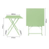 Table carrée pliante Bolero vert clair 600 mm en acier