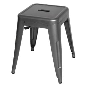 Low Stools in Grey Metal Steel - Set of 4 Bolero Bistro