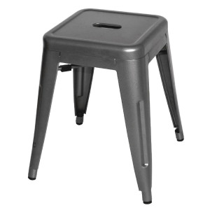 Niedrige Hocker aus grauem Metallstahl - 4er-Set Bolero Bistro