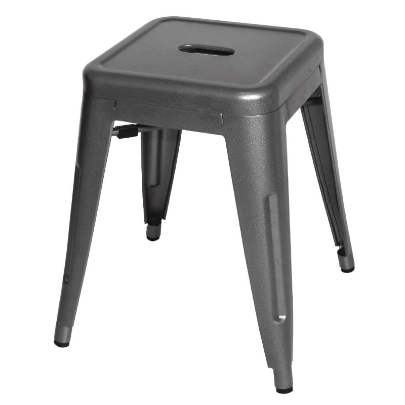 Low Stools in Grey Metal Steel - Set of 4 Bolero Bistro Low Stools in Grey Metal Steel - Set of 4 Bolero Bistro