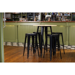 Table de Bar Noire avec Plateau en Bois Bolero - Élégante et Fonctionnelle