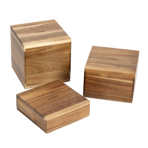 Erhöhungen aus Akazie 50/100/150mm - Set von 3 Olympia - Akazienholz & Präsentationshöhe