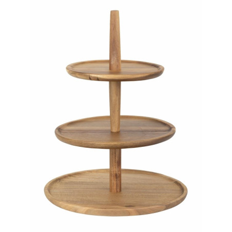 3-Level Acacia Wood Display Stand ø305x395 mm - Olympia