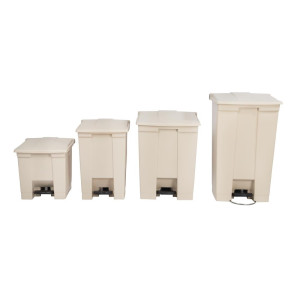 Beiger Pedalbehälter 87L Rubbermaid Step-On: Haltbarkeit und Hygiene
