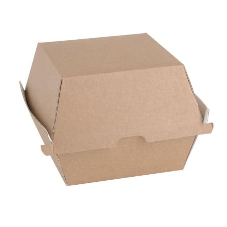 Kleine kompostierbare Hamburgerboxen 112mm - Packung mit 150 Stück Kraft Fiesta