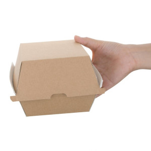 Petites Boîtes Hamburger Compostables 112mm - Lot 150 Kraft Fiesta