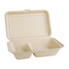 2-Compartment Compostable Natural Bagasse Boxes - Eco-friendly Solution