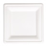 Compostable square plates made of bagasse 204mm - Pack of 50, eco-friendly and recyclable.