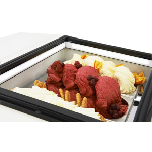 White Countertop Ice Cream Display - Static - 3 x 5 L - CombiSteel