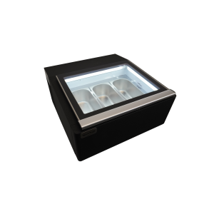 Black Countertop Ice Cream Display Freezer - Static - 3 x 5 L - CombiSteel