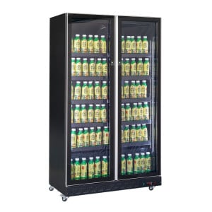 Vitrine Réfrigérée à Boissons 2 Portes Vitrées Noir 758 L CombiSteel