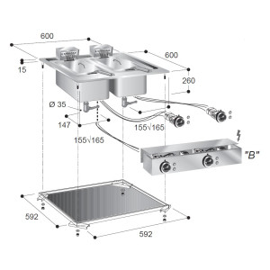 Built-in Fryer 2 x 10 L - High Performance CombiSteel