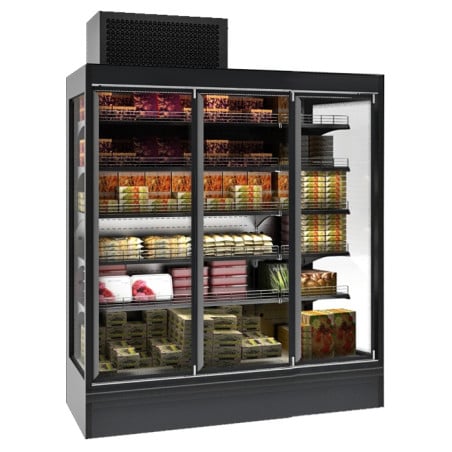 4-Door Wall Refrigerated Display Case Combisteel - Black & LED