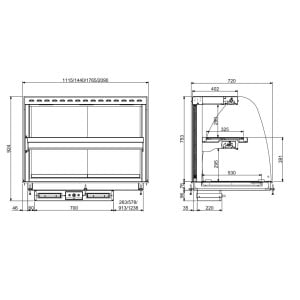 Curved Drop-In Heated Display with Vitroceramic Plate - L 1440 x D 720 mm - CombiSteel