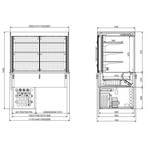 Drop-In Roll-Up Wall Refrigerated Display Case - L 1440 x D 720 mm - CombiSteel