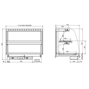 Curved Drop-In Heated Display with Vitroceramic Plate - L 1440 x D 720 mm - CombiSteel